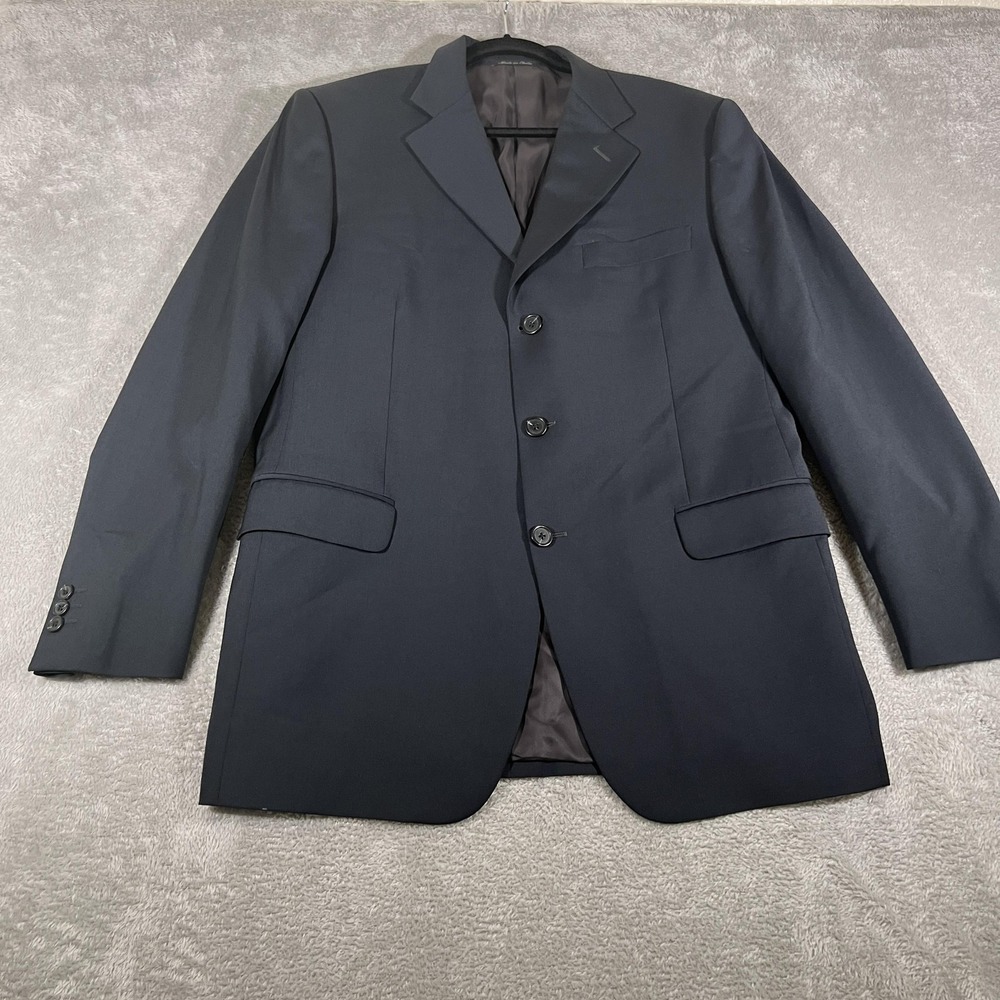 Fendi Wool Blazer Mens 50 IT 40R Black 100% Virgin Wool Made in Italy Sport Coat